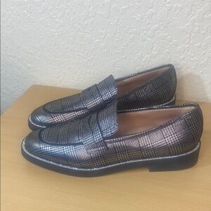 Men's pollini made in Italy Black and silver plaid Loafers